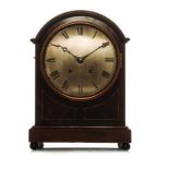 AN ENGLISH TRIPLE FUSEE OAK BRACKET CLOCK oak case, the silver chapter ring with Roman numerals,