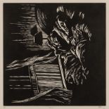 Zolani Siphungela (South African 1986 -) BLUE linocut, signed, dated 2012, numbered 6/20 and