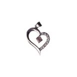 A DIAMOND PENDANT heart-shaped, centred with a pink diamond weighing 0.37ct, embellished with