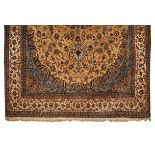 A FINE ISPAHAN CARPET, PERSIA, MODERN the ivory field with a dark blue, gold and ivory floral