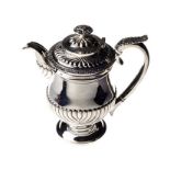 A GEORGE III SILVER HOT WATER JUG, INDECIPHERABLE MAKER'S MARK, LONDON, 1818 NOT SUITABLE FOR EXPORT
