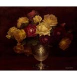 Henry John Dykman (South African 1893-1972) STILL LIFE WITH ROSES signed oil on board 49 by 59cm