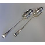 A PAIR OF GEORGE III SILVER SERVING SPOONS, GEORGE SMITH & WILLIAM FEARN, LONDON, 1791 each engraved