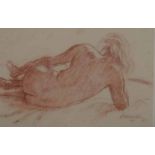 Robert Broadley (South African 1908-1988) RECLINING NUDE signed and dated 79 red pastel on paper