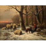 Continental School ( 19th Century-) HERDING THE SHEEP AT DUSK signed indistinctly 'A. Le S****r' oil