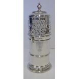 A VICTORIAN SILVER SUGAR CASTER, HENRY STRATFORD, SHEFFIELD, 1898 the cylindrical body with reeded