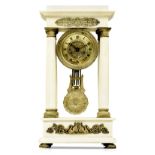 A FRENCH WHITE MARBLE PORTICO CLOCK, CIRCA 1850 BUYERS ARE ADVISED THAT A SERVICE IS RECOMMENDED FOR