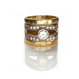 A DIAMOND RING collet set to the centre with a brilliant-cut diamond weighing approximately 0.95cts,