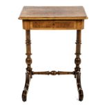A VICTORIAN MAHOGANY WRITING TABLE the quarter-veneered moulded crossbanded top above a frieze