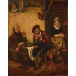 Flemish School ( 19th Century-) FIGURES IN CONVERSATION indistinctly signed oil on board 47 by 37cm