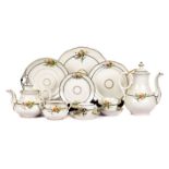 A CONTINENTAL ASSEMBLED PART-TEA AND COFFEE SERVICE, 20TH CENTURY with floral sprays against a white
