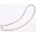 A 14CT GOLD POCKET WATCH CHAIN composed of curb-link chain, impressed 585 approximately 48cm in