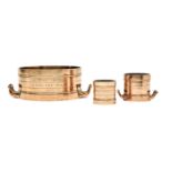 A SET OF THREE COPPER IMPERIAL MEASURES, 1875 comprising: an imperial bushel, an imperial gallon and