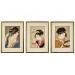 AFTER KITAGAWA UTAMARO (1753-1806): THREE JAPANESE WOODBLOCK PRINTS one depicting a bust-portrait of