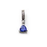 A TANZANITE AND DIAMOND ENHANCER PENDANT the hinged hoop embellished with pavé-set brilliant-cut