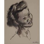 May (Mary Ellen) Hillhouse (South African 1908-1989) PORTRAIT OF A YOUNG GIRL signed ink on paper 30