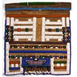 A NDBELE BEADED APRON the leather back applied with a beaded geometric pattern 61cm high, 51cm wide