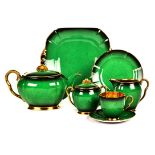 A CARLTONWARE 'VERTE ROYALE' PATTERN PART TEA SERVICE comprising: a teapot, 6 teacups, 6 saucers,