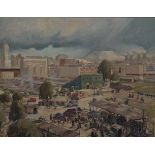Victor Archipovich Ivanoff (South African 1909-1988) THE BUILDING OF THE NEW JOHANNESBURG STATION