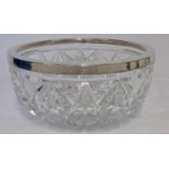 A SILVER-MOUNTED CLEAR CUT-GLASS BOWL, GEORGE WISH LTD, SHEFFIELD, 1926 the circular body with a