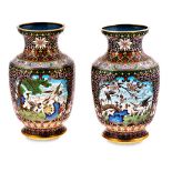 A PAIR OF CHINESE CLOISONNE VASES, LATE 19TH CENTURY each tapering ovoid body with everted rim,