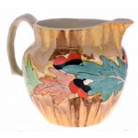 A CLARICE CLIFF 'ACORN' PATTERN JUG, 1930s the tapering globular body painted with a band of acorn