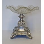 AN AUSTRIAN SILVER PEDESTAL DISH, LATE 19TH/EARLY 20TH CENTURY the square baluster body, each side