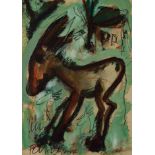 Frans Martin Claerhout (South African 1919-2006) DONKEY signed mixed media on paper 60 by 42cm
