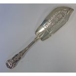 A WILLIAM IV SILVER ‘KINGS PATTERN’ FISH SLICE, MARY CHAWNER, LONDON, 1836 the pierced blade with