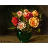 Otto Klar (South African 1908-1994) STILL LIFE WITH FLOWERS signed oil on board 19 by 24,5cm