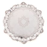 A LATE VICTORIAN SILVER SALVER, BARKER BROS, BIRMINGHAM, 1898 the shaped circular body moulded