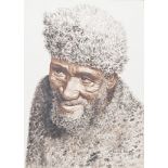 Gerard Bhengu (South African 1910-1990) MAN WITH FUR HAT signed watercolour on paper 32,5 by 24cm