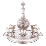 A RUSSIAN SILVER CHARKA SET, CARL FABERGÉ, MOSCOW, ASSAYED BY A. ROMANOV AND PROBABLY LEV