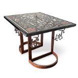 AN ITALIAN MARBLE PIETRA DURA TABLE the rectangular top inlaid with panels depicting birds and