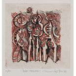 Dirk Adriaan Meerkotter (South African 1922-) DRIE KRYGERS hand-coloured etching, signed, dated