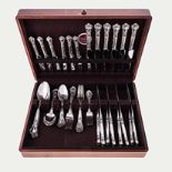 TWO CANTEENS OF AMERICAN "CHANTILLY" PATTERN SILVER CUTLERY, GORHAM, 20TH CENTURY comprising: two