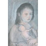 Jean Max Friedrich Welz (South African 1900-1975) GIRL WITH DOLL signed and dated 73 oil on paper 50