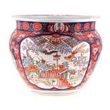 A JAPANESE IMARI JARDINIERE, MEIJI, 1868 – 1912 the tapering ovoid body painted with alternating