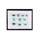 A MISCELLANEOUS COLLECTION OF UNMOUNTED PEAR-, EMERALD- AND SQUARE EMERALD-CUT EMERALDS various