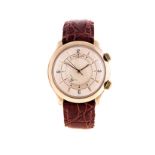 A GENTLEMAN'S 10CT GOLD-PLATED WRISTWATCH, LE COULTRE MEMOVOX the circular dial with Arabic and