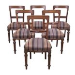 A SET OF SIX MAHOGANY DINING ROOM CHAIRS, 20TH CENTURY each plain top-rail above a curved beveled