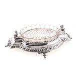 AN AUSTRO-HUNGARIAN SILVER AND CUT GLASS CENTREPIECE, .800 STANDARD, 19TH CENTURY the oval form with