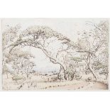 Willem Hermanus Coetzer (South African 1900-1983) LANDSCAPE etching with watercolour, signed in
