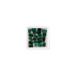 A MISCELLANEOUS COLLECTION OF UNMOUNTED CARRE-CUT EMERALDS various sizes, weighing approximately 7.