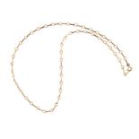 AN 18CT GOLD NECKLACE composed of plain flat oval and circular rope design links, impressed 18K,