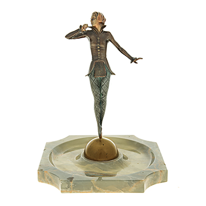 JOSEF LORENZL (1892-1950): AN ART DECO PATINATED BRONZE FIGURE OF A DANCER the dancer standing ‘en-