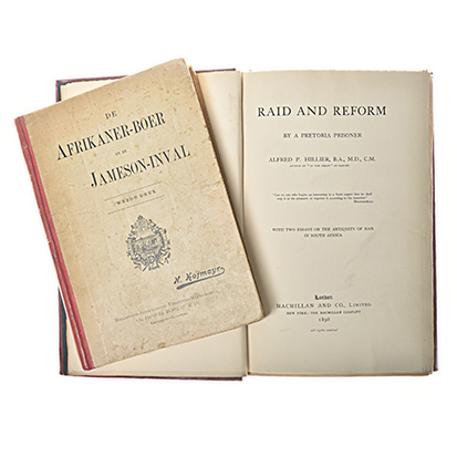 HILLIER, ALFRED P. RAID AND REFORM BY A PRETORIA PRISONER London: MacMillan & Co. Ltd, 1898 First