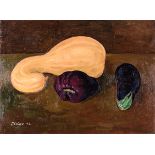 François Krige (South African 1913-1994) AUBERGINES AND A PUMPKIN signed and dated 92 oil on