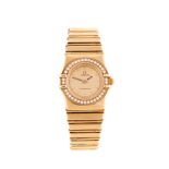 A LADY'S 18CT GOLD AND DIAMOND WRISTWATCH, OMEGA CONSTELLATION