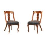 A PAIR OF FRENCH ROSEWOOD CHAIRS, EARLY 20TH CENTURY each curved shaped top-rail above a central